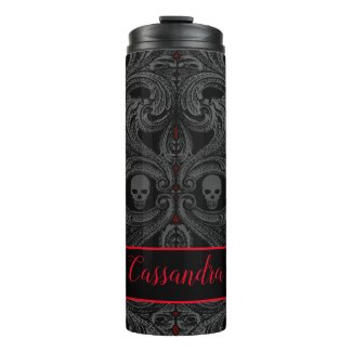 Goth Gray Ornament with Skull Personalized