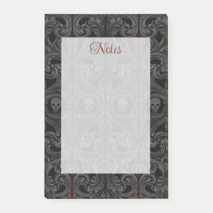 Goth Gray Ornament with Skull  Post-it Notes