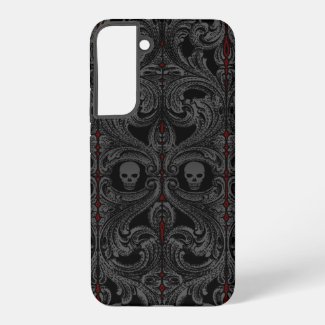 Goth Gray Ornament with Skull 
