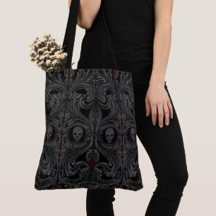 Goth Gray Ornament with Skull Tote Bag