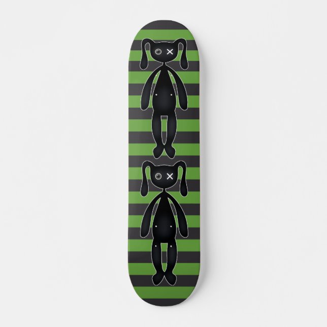 Goth Green and Black Bunny Skateboard (Front)