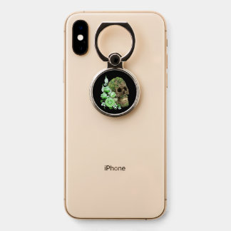 Goth Green Floral Tree Skull Phone Ring Stand