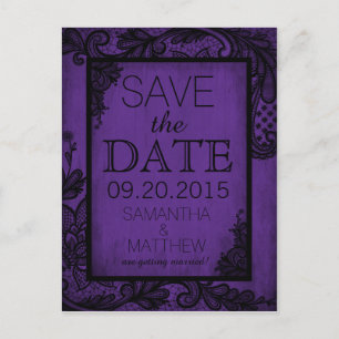 Goth Grunge Lace Save the Date Announcement Postcard