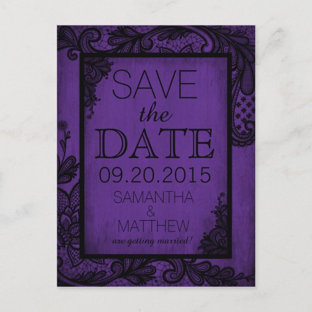 Goth Grunge Lace Save the Date Announcement Postcard (Front)