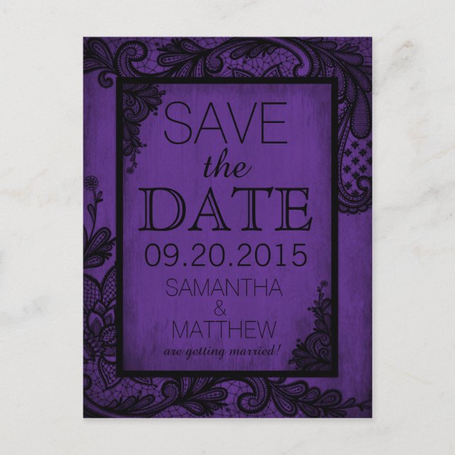 Goth Grunge Lace Save the Date Announcement Postcard (Front)