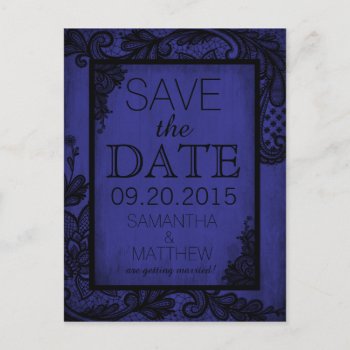 Goth Grunge Lace Save The Date Announcement Postcard by NouDesigns at Zazzle