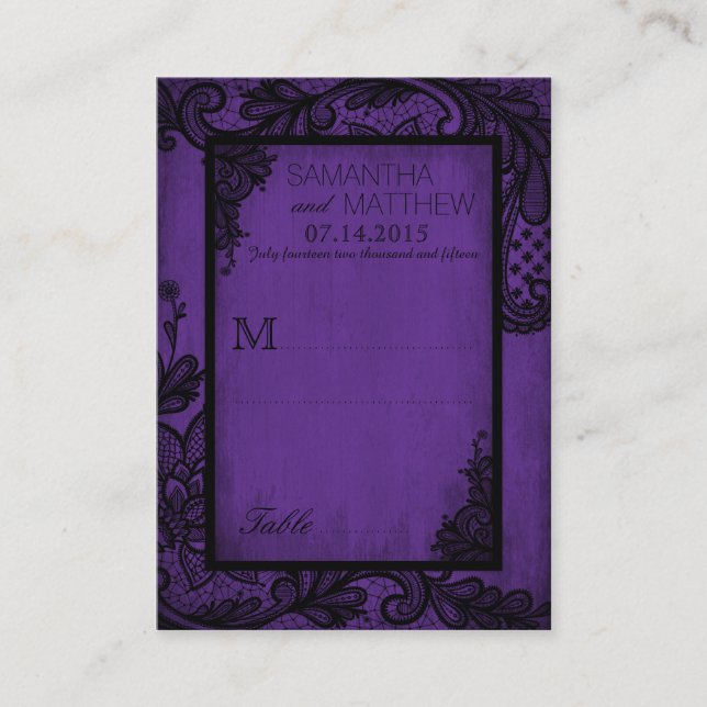Goth Grunge Lace Wedding Place Cards (Front)