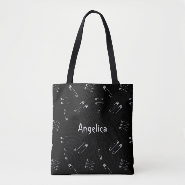 Goth Grunge Punk Safety Pins Pattern Personalised Tote Bag (Front)