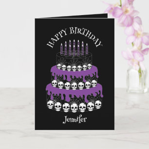 Goth Grunge Skulls Cake Happy Birthday Card