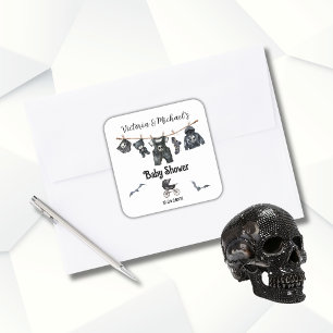 Goth Halloween Clothesline Baby Shower Square Sticker