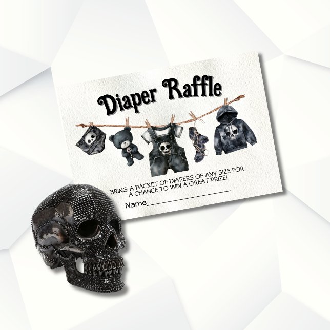 Goth Halloween clothesline Skull Diaper raffle Invitation (Creator Uploaded)