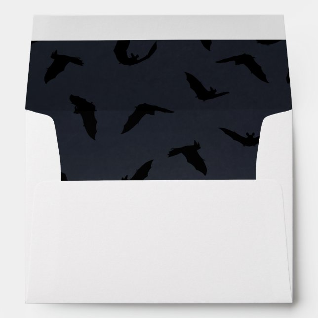 Goth Halloween party envelope w bats on gray (Back (Bottom))