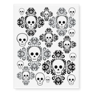 Goth Halloween skulls Temporary Tattoos