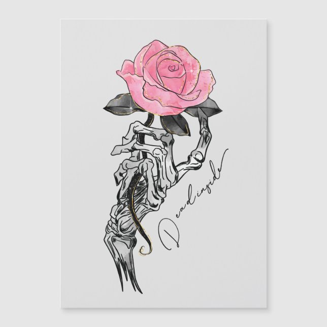 Goth Hand Skeleton With Pink Rose | Dead Inside (Front)