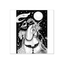 GOTH HEADLESS HORSEMAN WITCH, UNICORN RUBBER STAMP