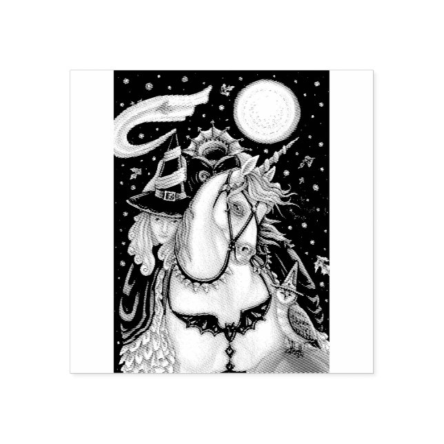 GOTH HEADLESS HORSEMAN WITCH, UNICORN RUBBER STAMP (Imprint)