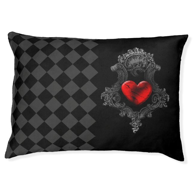 Goth Heart Large Pet Bed (Front)