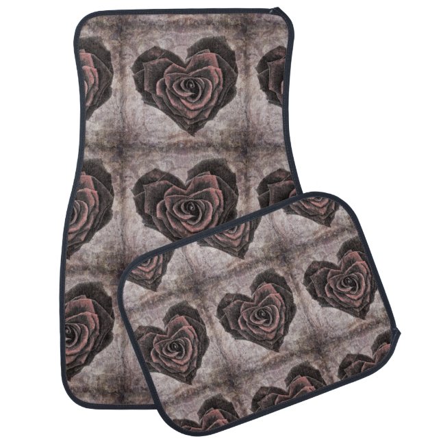 goth heart rose car mat set (Set)
