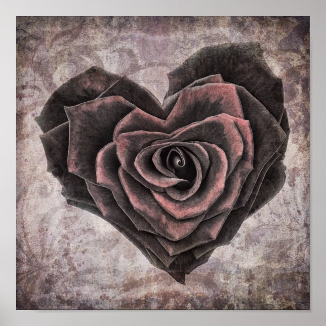 goth heart rose poster (Front)