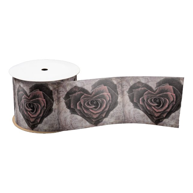 goth heart rose ribbon (Spool)