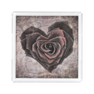 goth heart rose serving tray