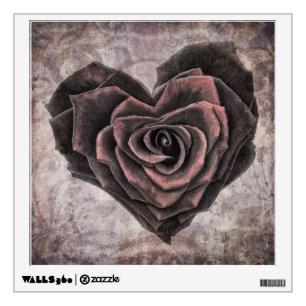 goth heart rose wall decal
