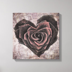 goth heart rose wrapped canvas print