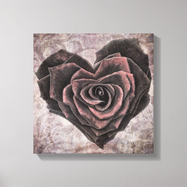 goth heart rose wrapped canvas print (Front)