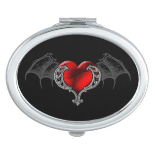 Goth Heart with Bat Wings Compact Mirror