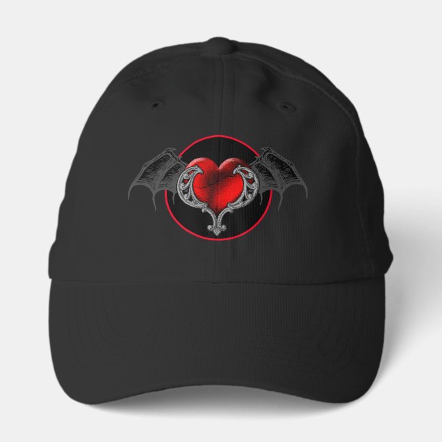 Goth Heart with Bat Wings  Performance Cap (Front)