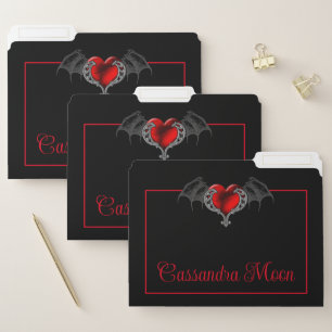 Goth Heart with Bat Wings Personalized File Folder