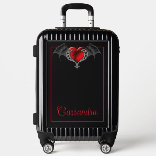 Goth Heart with Bat Wings Personalized  Luggage