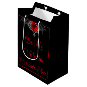 Goth Heart with Bat Wings Personalized Medium Gift Bag