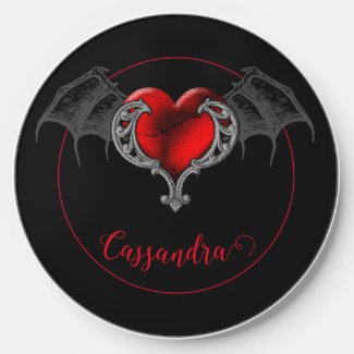 Goth Heart with Bat Wings Personalized 