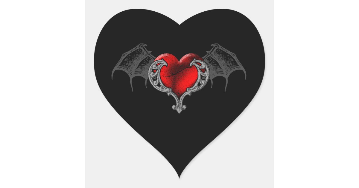 gothic heart with wings
