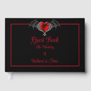 Goth Heart with Bat Wings Wedding Guest Book