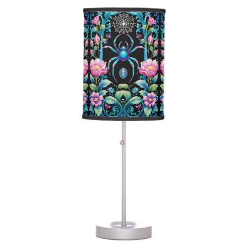 Goth Holiday Spider in Flowers Seasons Creepings Table Lamp