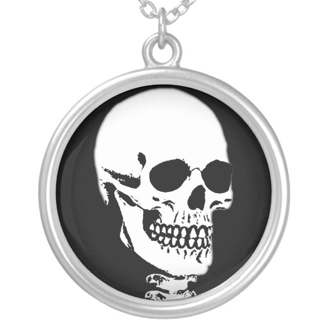 Goth Horror Skull Sterling Silver Necklace (Front)