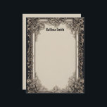 Goth Inspired Intricate Frame Letterhead<br><div class="desc">An intricate scrollwork frame in tarnished,  old gold on a black background gives a Goth vibe to this darkly elegant stationery.  The center is aged parchment,  and the back is plain,  in the same old parchment color.</div>