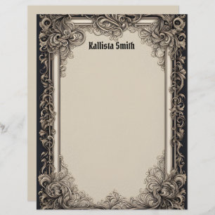 Goth Inspired Intricate Frame Stationery Paper