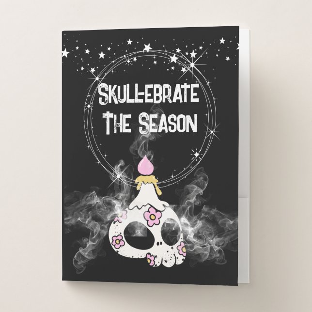 Goth Kawaii inspired Floral Skull Pocket Folders (Front)