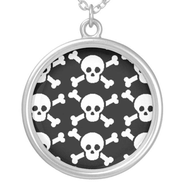 Goth Kawaii Skulls Crossbones Necklace (Front)