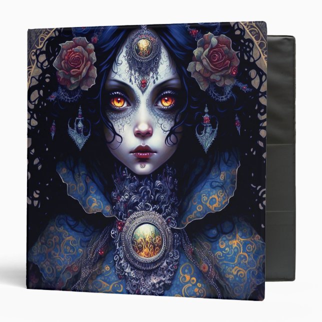 Goth Lady Gothic Fantasy Art 3 Ring Binder (Front/Inside)