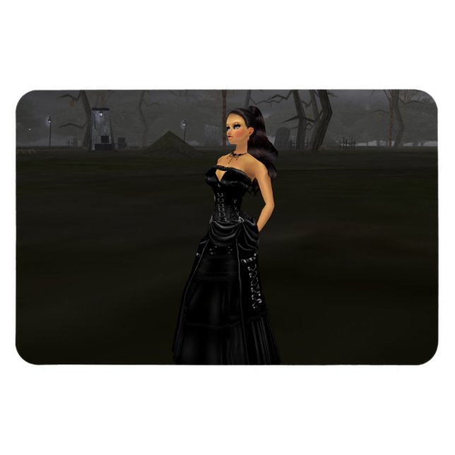 Goth Lady In A Graveyard Magnet (Horizontal)