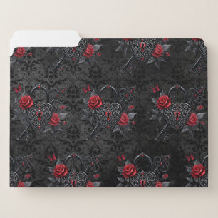 Goth Lock and Key Heart File Folder