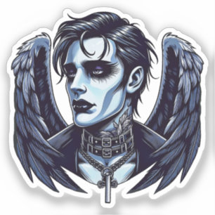 Goth Man Angel Dark Fantasy art Sticker