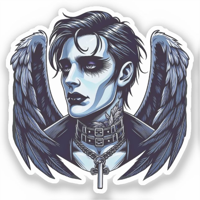 Goth Man Angel Dark Fantasy art Sticker (Front)
