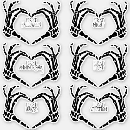 Goth Marriage Milestones Creepy Skeleton Hands Set Sticker