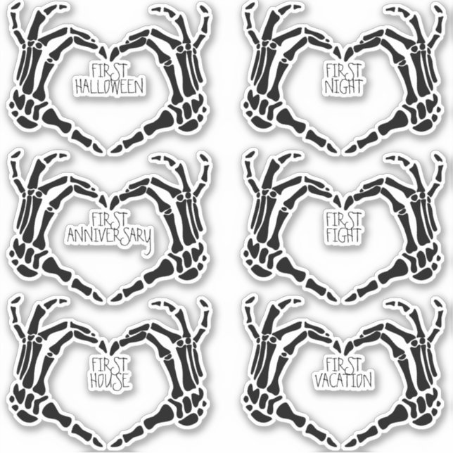 Goth Marriage Milestones Creepy Skeleton Hands Set Sticker (Front)