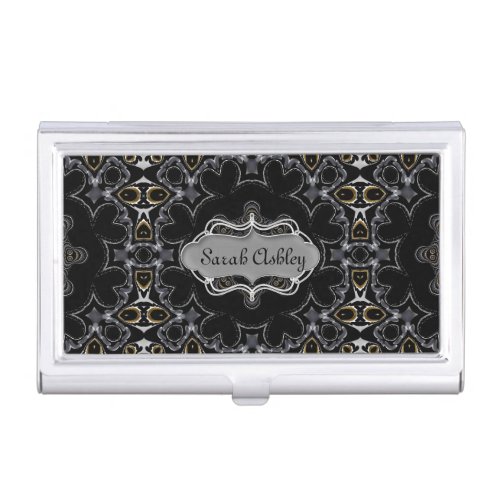 Goth Medieval Geometric Pattern Personalized Business Card Case